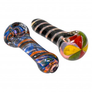 On Point Glass - Gold Fumed Rasta Head Dicro Hand Pipe - 18Ct Display