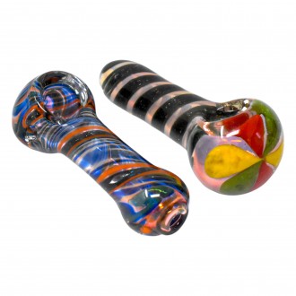 On Point Glass - 3" Gold Fumed Rasta Head Dicro Hand Pipe - 18Ct Display