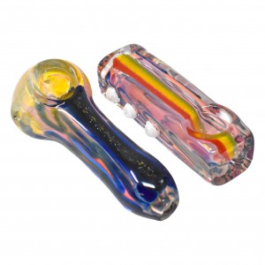 On Point Glass - Gold Fumed Rasta Art Dicro Hand Pipe - 18Ct Display