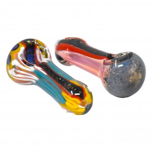 On Point Glass - 3.5" Gold Fumed Twisted Art Dicro Hand Pipe - 18Ct Display