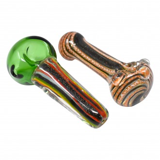 On Point Glass - 4.5" Assorted Design Gold Fumed Dicro Hand Pipe - 12Ct Display