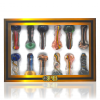 On Point Glass - 4.5" Assorted Design Gold Fumed Dicro Hand Pipe - 12Ct Display