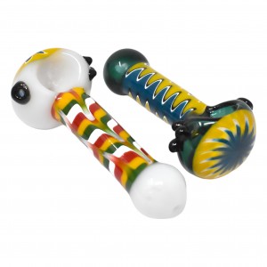 On Point Glass - 4.5" Assorted Color Wig Wag Design Hand Pipe - 12Ct Display 