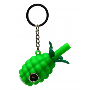 Pineapple Silicone Assorted Colors Hand Pipe With Key Chain [SHP005]