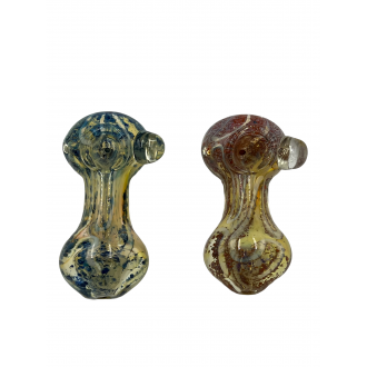 4" Heady Big Head Silver Fumed & Frit Art Hand Pipe - (Pack of 2) [SJN2]