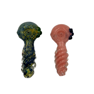 4" Twisted Body & Frit Art Hand Pipe - (Pack of 2) [SJN4]