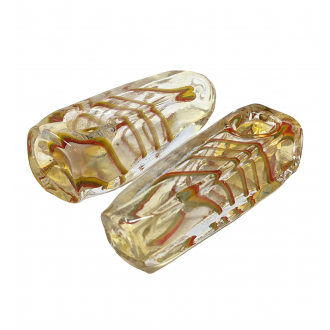 2.5" Rectangle Shape Inside Art Fumed Hand Pipe (Pack of 2) - [SP29]