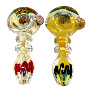 4.5" Silver Fumed Inner Tube Flower Head Spoon Hand Pipe - (Pack of 2) [STJ109]