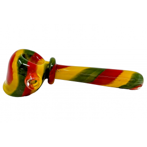 5" Rasta Single Marble Flat Head Spoon Hand Pipe - (Pack of 2) [STJ65]