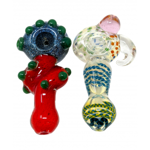 5.5" Braided Multi Marble 600 Gram Heavy Spoon Hand Pipe - (Pack of 2) [STJ66]