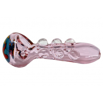 5" Pink Tube Marble Lined Body Wig Wag Head Spoon Hand Pipe - (Pack of 2) [STJ69]