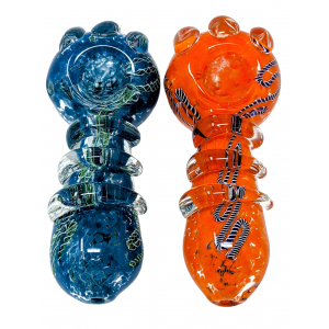 5" Frit Spiral Multi Ring R4 Art Spoon Hand Pipe - (Pack of 2) [STJ72]