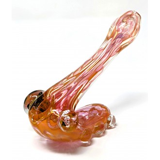 6" Gold Fumed Multi Marble Standing Sherlock Hand Pipe - [STJ74]