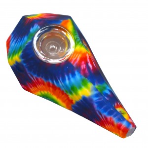 4.5" Colorful Tie-Die Design Pyramid Shape Silicone Hand Pipe - Assorted