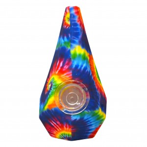 4.5" Colorful Tie-Die Design Pyramid Shape Silicone Hand Pipe - Assorted