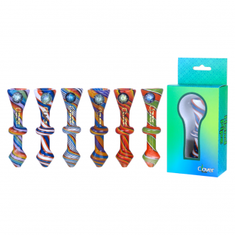 Clover Glass - 4" Rainbow Swirl Dicro Marble Hand Pipe (Assorted)