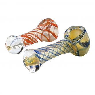 2.5" Silver Fumed Spiral Art Hand Pipe (Pack of 2) - [XC10]