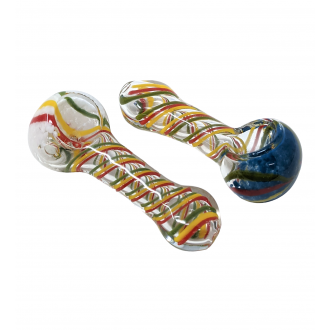 3" Frit Rotate Rasta Art Hand Pipe (Pack of 2) - [XP-99]