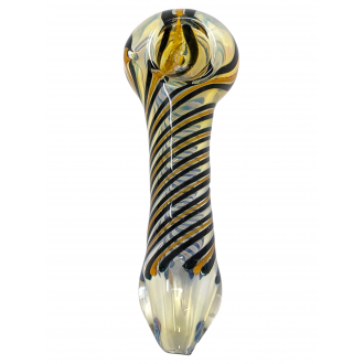 4" Silver Fumed Swirl Road Art Hand Pipe [XQ139]