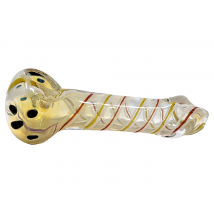 4" Silver Fumed & Rod Art Hand Pipe [XQ181]