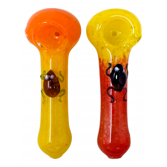 4" Frit & Frog Art Hand Pipe (Pack Of 2) [XQ3A-220]