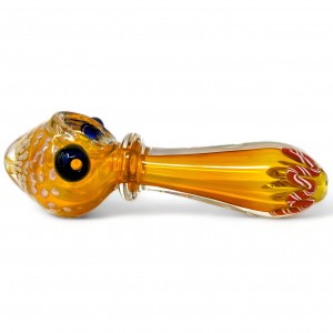 4" Gold Fumed Mushroom Shape Honeycomb Art W/ Single Ring Hand Pipe - [YT33]