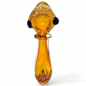 4" Gold Fumed Mushroom Shape Honeycomb Art W/ Single Ring Hand Pipe - [YT33]