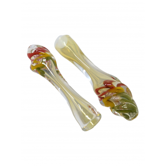 3" Silver Fumed Twist Mouth Rasta Chillum Hand Pipe - (Pack of 10) [ZD146]