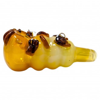 4" Gold Fumed Bee Art Hand Pipe - [ZD154]