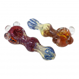 4" Frit Art Ball Rim Hand Pipe (Pack of 2) - [ZD157]