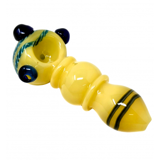 3.5" Soft Yellow Ribbon Swirl Head Multi Marble Spoon Hand Pipe - (Pack of 5) [ZD215]