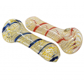 4.5" Twisted Rope on Clear Body Spoon Hand Pipe - (Pack of 2) [ZD217]