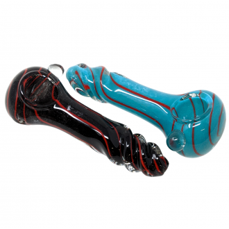 4.5" Frit Swirl Line Twisted Mouth Spoon Hand Pipe - (Pack of 2) [ZD227]