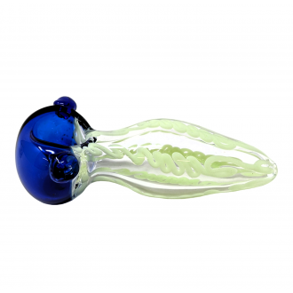 4.5" Assorted Head Slyme Swirl Clear Bubble Body Spoon Hand Pipe - (Pack of 2) [ZD230]