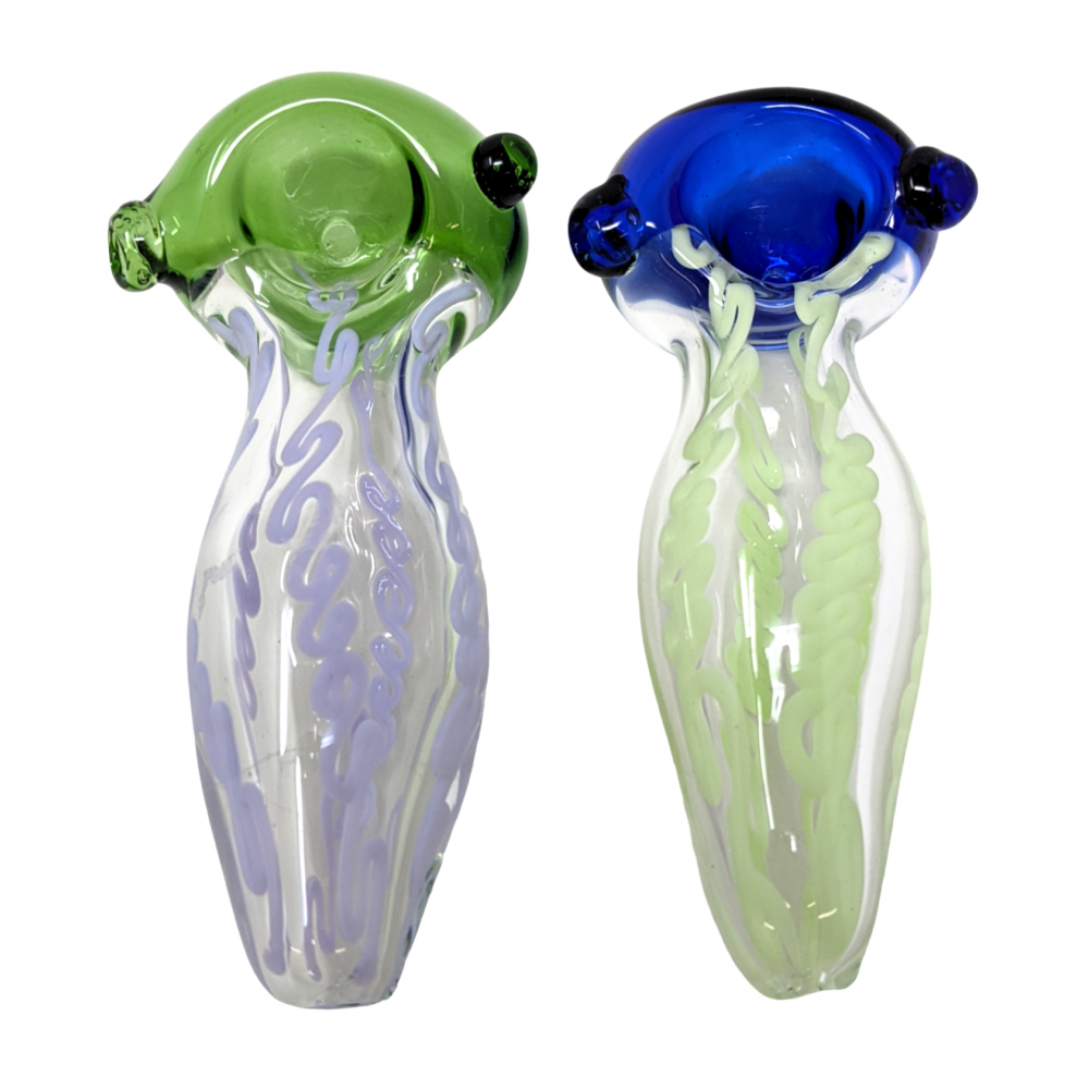 4.5 Inch Spiral & Frit Spoon Glass Weed Pipe Weed Bowl