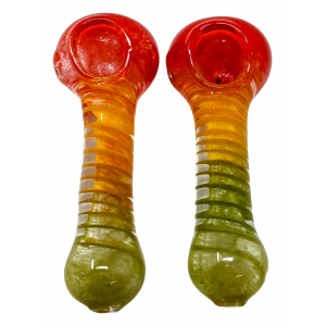 4" Rasta Frit Inner Spiral Spoon Hand Pipe - (Pack of 2) [ZD243]