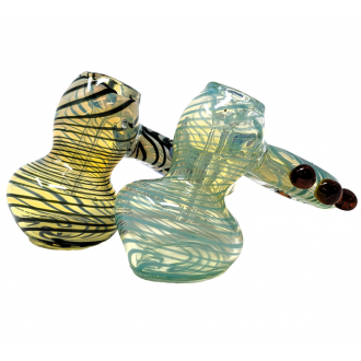 4.5" Silver Fumed Swirl Flat Donut Body Bubbler Hand Pipe - (Pack of 2) [ZD244]