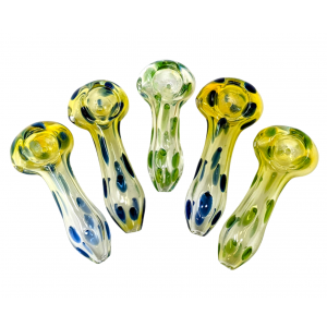 3.5" Silver Fumed Stretched Polka Dot Hand Pipe - (Pack of 5) - [ZD246]