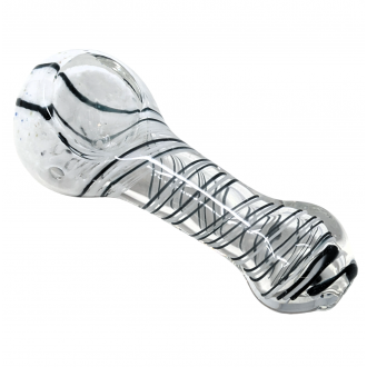 4.5" Double Swirl Ribbon Frit Head Flat Mouth Spoon Hand Pipe - (Pack of 5) [ZD255]