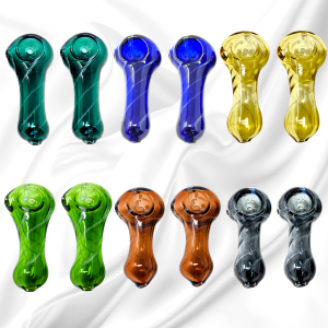 2.5" Color Glass Tube Ribbon Art Hand Pipe (Pack of 2) - [ZD267]