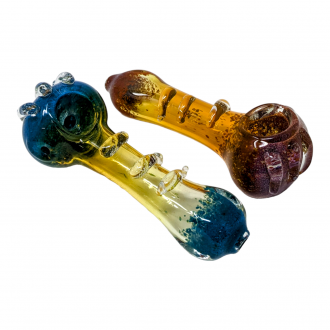 4" Gold Fumed Frit Art R4 Art Hand Pipe (Pack of 2) [ZD67]