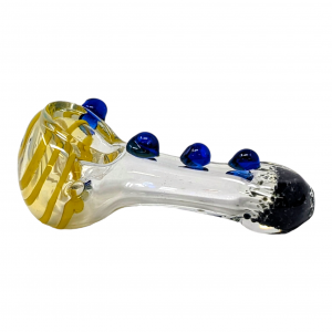 3.5" Silver Fumed Marble & Frit Spoon Hand Pipe (Pack of 5) - [ZD78]