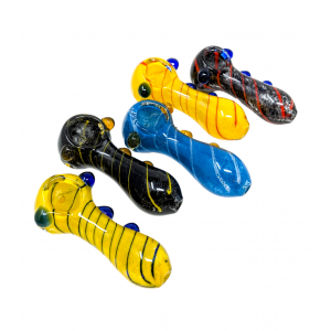 3.5" Frit Art Spiral Art Hand Pipe (Pack Of 5) - [ZD97]