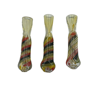 3" Silver Fumed Rasta & Galaxy Ribbon Swirl Chillum Hand Pipe - (Pack of 2) [AKD24]