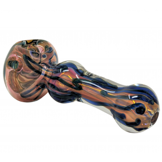 5" Milky Reversal Pipe Gold & Silver Fumed Color Changing Steaky Art Body [AM18]