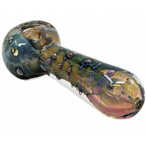 4.5" Nebula Pipe Gold & Silver Fumed Black Frit & Clear Art Fume Trap [AM243]