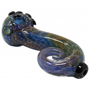 5" Serpentine Pipe Air Trap In Layers - Gold & Silver Fumed [AM351]