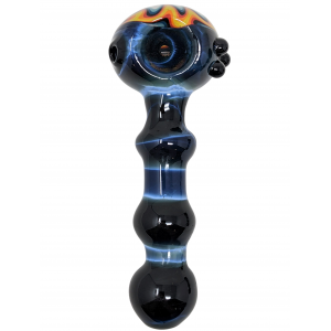 4" Midnight Moon Hand Pipe Fade Black Coilpot Reversal Cap On Head [AM370]