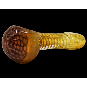 3.5" Honey Hand Pipe Honeycomb On Head Silver Fumed Color Changing Helix Spiral Pattern [AM90]