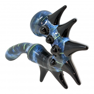 5" Fade to Black coil pot sherlock Slyme Green Tube Lay back design Black horns [AM337A]